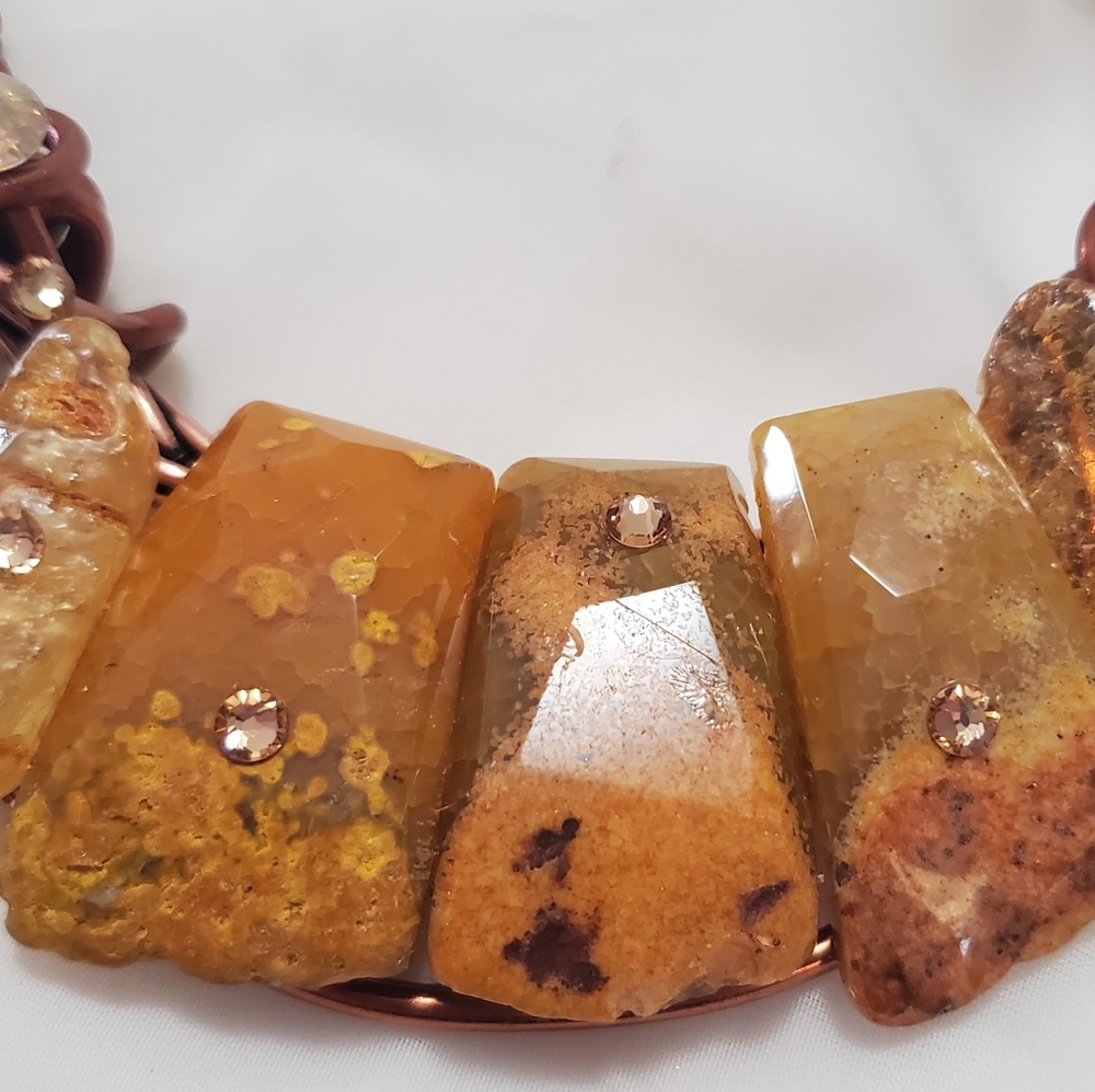 Copper & Stone Statement Earrings Necklace - image 7